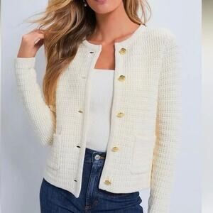Tuckernuck Hyacinth House Woven Maybourne Cardigan Sweater Cream Ivory XXL